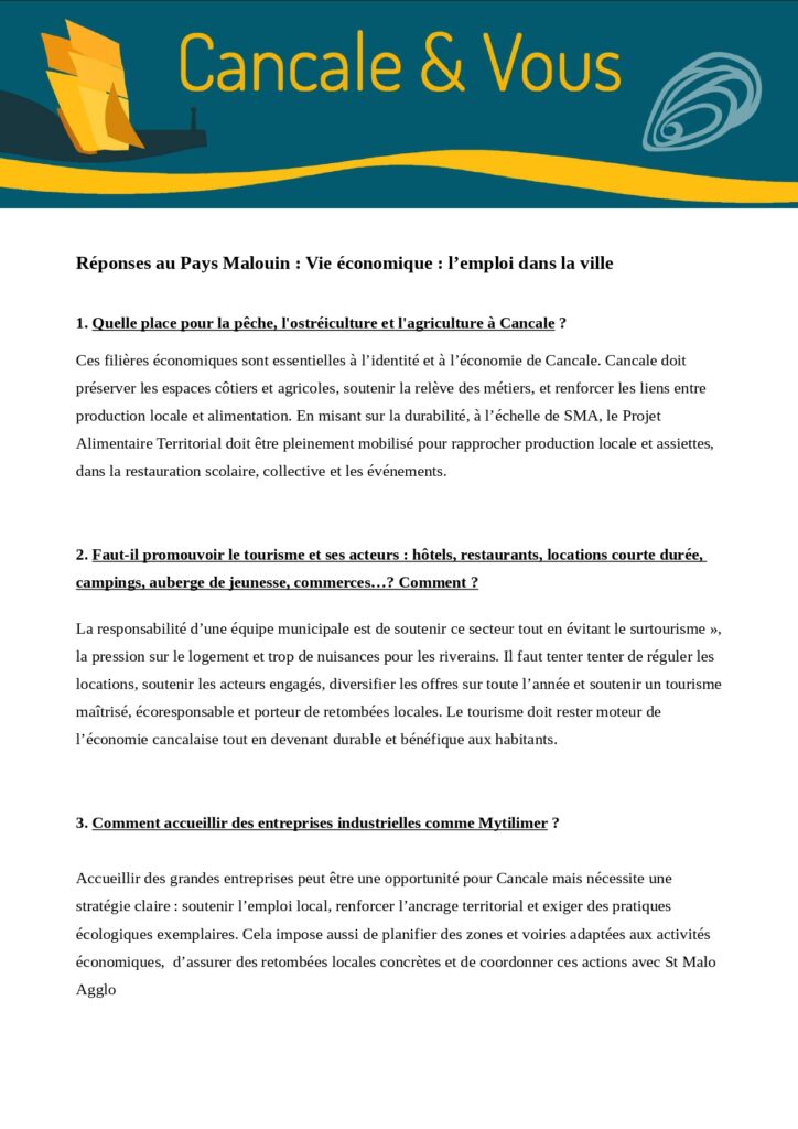 Réponses d'Anne Gandais pour le Pays Malouin. Article sur la vie économique paru le 10 janvier 2026.